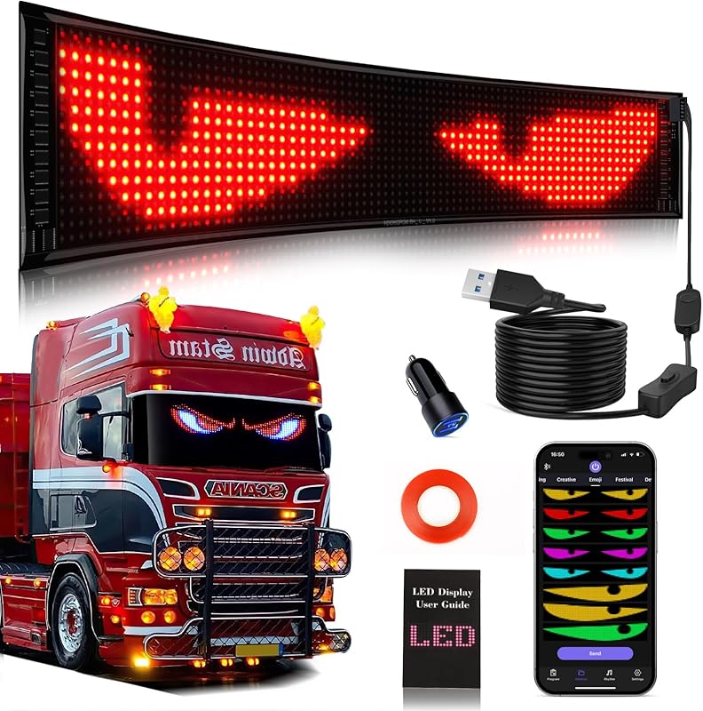 Truck LED Devil Eyes Light - Bluetooth Controlled Full Color Display Pro