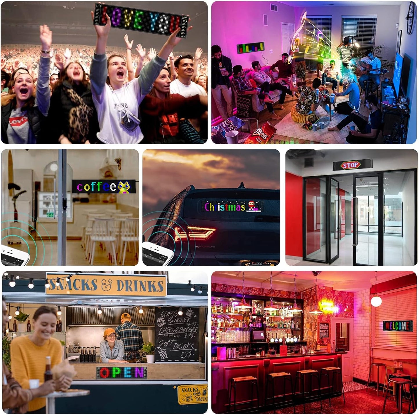 LED Devil Eyes Car Display Screen - 23x5 Inch Programmable Full Color Display