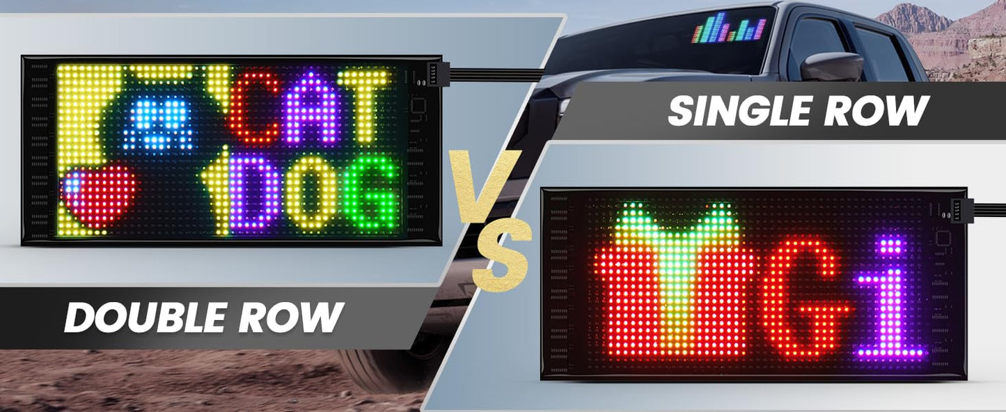 Double Row LED Car Display 26.9x11.9cm Bluetooth APP Control Programmable Sign