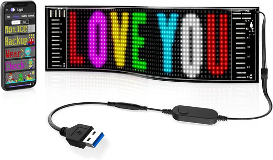 LED Devil Eyes Car Display Screen - 23x5 Inch Programmable Full Color Display