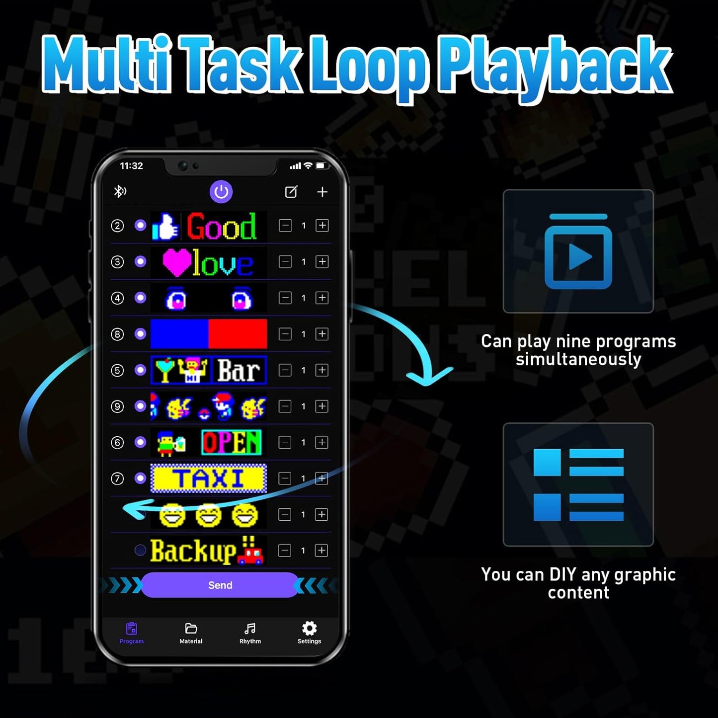 Programmable Full Color LED Sign - Bluetooth APP Control Custom Text Pattern for Car Business Store