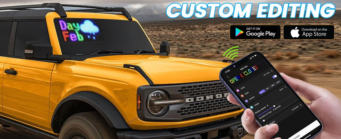 Double Row LED Car Display 26.9x11.9cm Bluetooth APP Control Programmable Sign