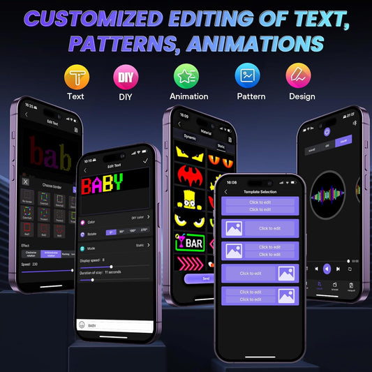 Double Row LED Car Display 26.9x11.9cm Bluetooth APP Control Programmable Sign