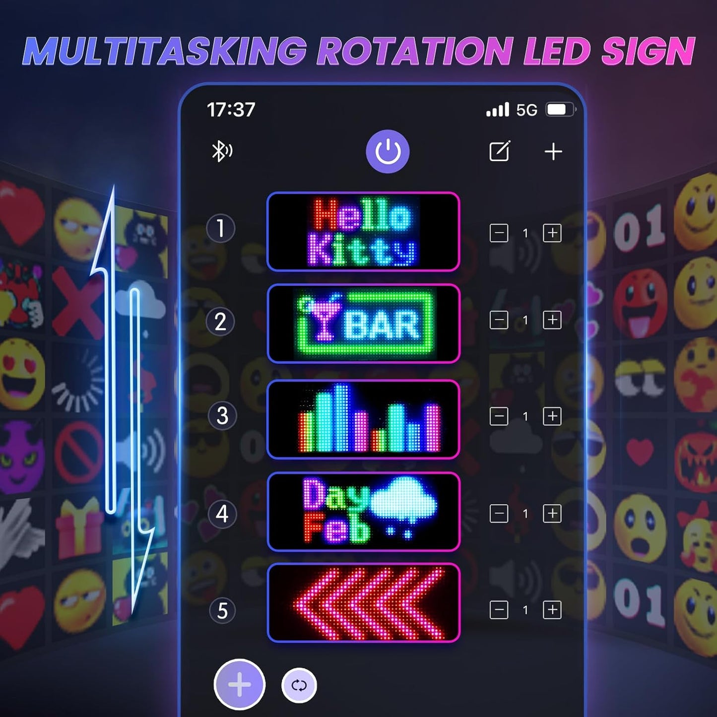 Double Row LED Car Display 26.9x11.9cm Bluetooth APP Control Programmable Sign