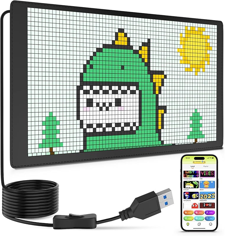 LED Display 40.64x20.32cm Bluetooth APP Control Programmable Sign Car Store