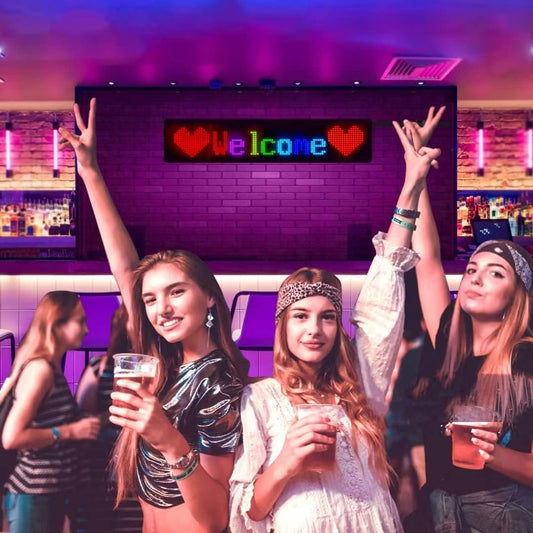 Car Sign - Programmable Scrolling Display Bluetooth App Control DIY Animation Text Graffiti Color 38.1cm x 10.1cm