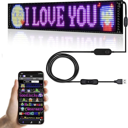 Car Sign - Programmable Scrolling Display Bluetooth App Control DIY Animation Text Graffiti Color 38.1cm x 10.1cm