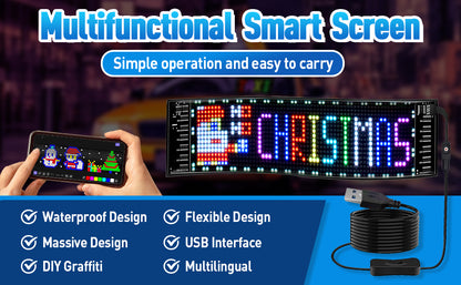Programmable Full Color LED Sign - Bluetooth APP Control Custom Text Pattern for Car Business Store