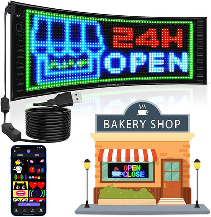Double Row LED Car Display 26.9x11.9cm Bluetooth APP Control Programmable Sign