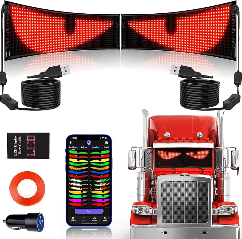 Truck LED Devil Eyes Light - Bluetooth Controlled Full Color Display Pro