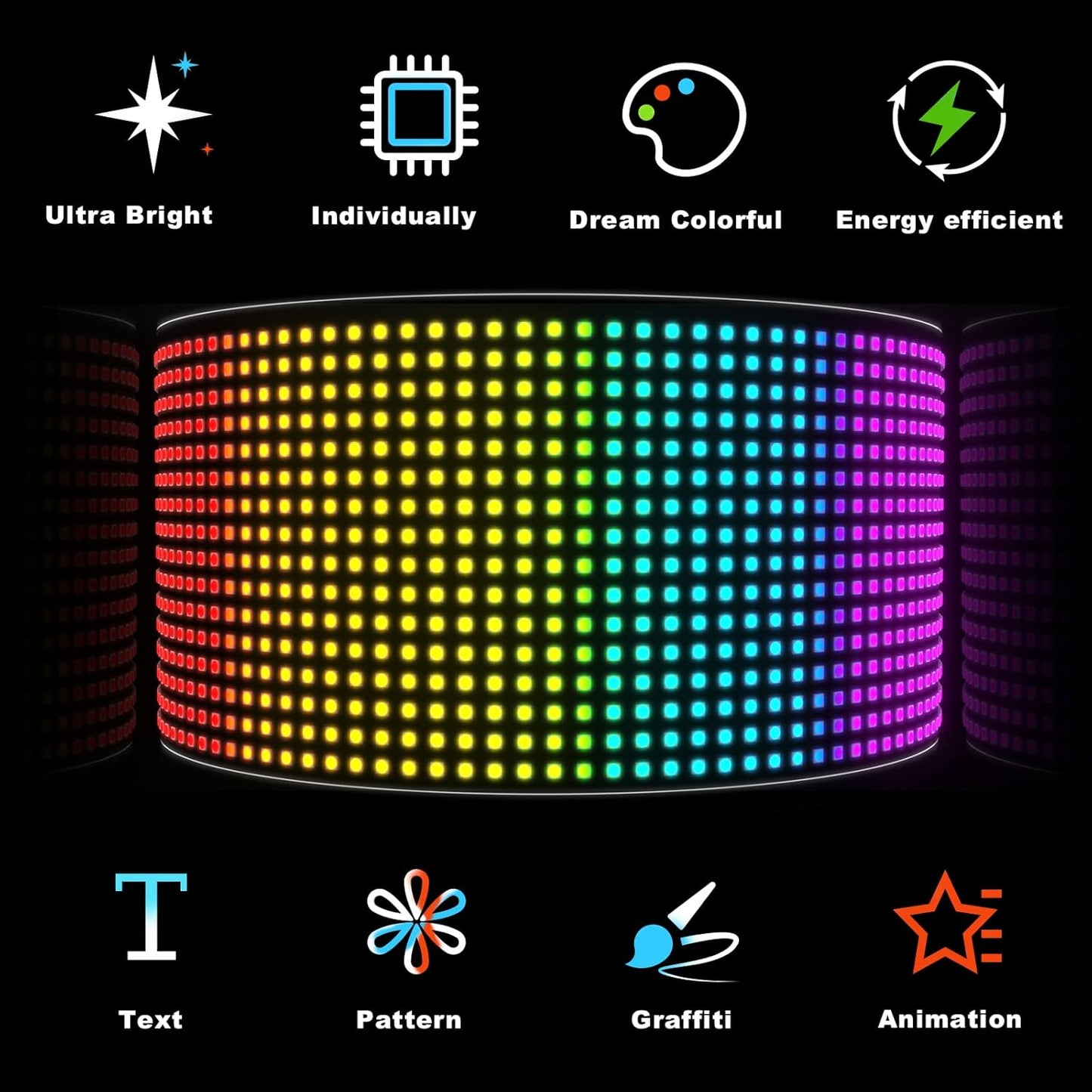 LED Devil Eyes Car Display Screen - 23x5 Inch Programmable Full Color Display