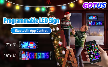 Programmable Full Color LED Sign - Bluetooth APP Control Custom Text Pattern for Car Business Store