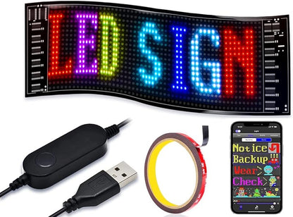 Car Sign - Programmable Scrolling Display Bluetooth App Control DIY Animation Text Graffiti Color 38.1cm x 10.1cm
