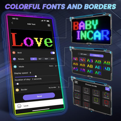 Double Row LED Car Display 26.9x11.9cm Bluetooth APP Control Programmable Sign