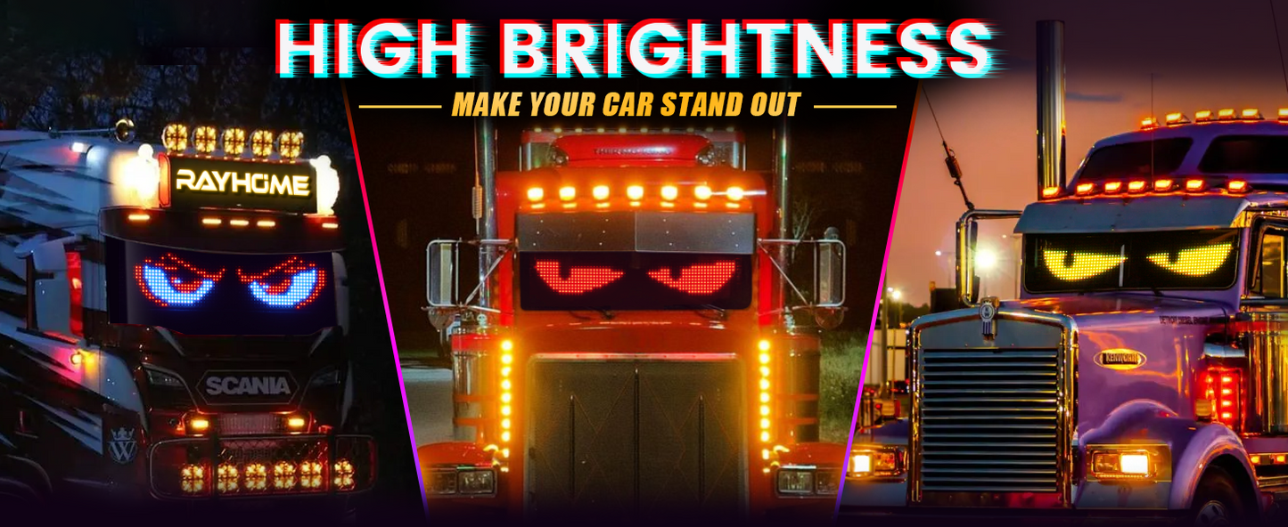Truck LED Devil Eyes Light - Bluetooth Controlled Full Color Display Pro