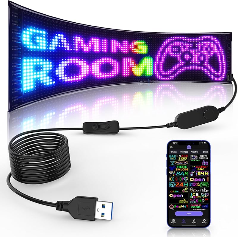 Double Row LED Car Display 26.9x11.9cm Bluetooth APP Control Programmable Sign