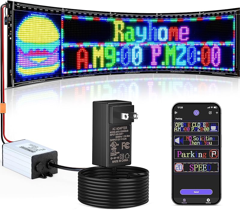 LED Devil Eyes Car Display Screen - 23x5 Inch Programmable Full Color Display