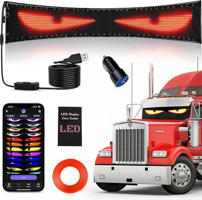LED Devil Eyes Car Display Screen - 23x5 Inch Programmable Full Color Display