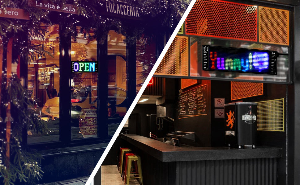 Programmable Full Color LED Sign - Bluetooth APP Control Custom Text Pattern for Car Business Store