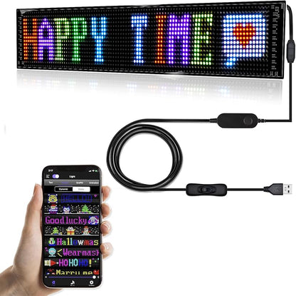 Car Sign - Programmable Scrolling Display Bluetooth App Control DIY Animation Text Graffiti Color 38.1cm x 10.1cm